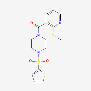 molecular formula C15H17N3O3S3 B2892832 (2-Methylsulfanylpyridin-3-yl)-(4-thiophen-2-ylsulfonylpiperazin-1-yl)methanone CAS No. 852827-67-9