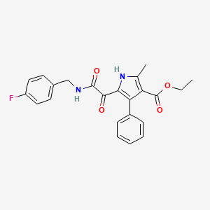 molecular formula C23H21FN2O4 B2892835 ethyl 5-(2-((4-fluorobenzyl)amino)-2-oxoacetyl)-2-methyl-4-phenyl-1H-pyrrole-3-carboxylate CAS No. 1004172-36-4