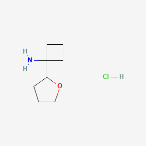 molecular formula C8H16ClNO B2892838 1-(Oxolan-2-yl)cyclobutan-1-amine hydrochloride CAS No. 2172219-48-4
