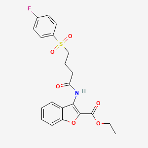 molecular formula C21H20FNO6S B2892857 Ethyl 3-(4-((4-fluorophenyl)sulfonyl)butanamido)benzofuran-2-carboxylate CAS No. 922856-02-8