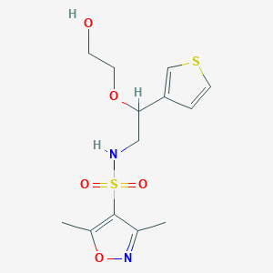 molecular formula C13H18N2O5S2 B2892862 2-[2-(3,5-dimethyl-1,2-oxazole-4-sulfonamido)-1-(thiophen-3-yl)ethoxy]ethan-1-ol CAS No. 2034366-49-7