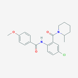 molecular formula C21H23ClN2O3 B289294 N-[4-chloro-2-(2-methylpiperidine-1-carbonyl)phenyl]-4-methoxybenzamide 