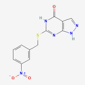 molecular formula C12H9N5O3S B2892943 6-((3-nitrobenzyl)thio)-1H-pyrazolo[3,4-d]pyrimidin-4(5H)-one CAS No. 877630-47-2