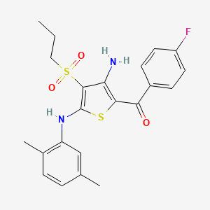 molecular formula C22H23FN2O3S2 B2892950 N2-(2,5-DIMETHYLPHENYL)-5-(4-FLUOROBENZOYL)-3-(PROPANE-1-SULFONYL)THIOPHENE-2,4-DIAMINE CAS No. 890794-00-0
