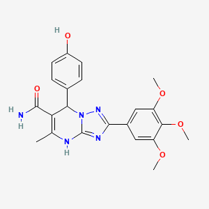 molecular formula C22H23N5O5 B2892977 7-(4-Hydroxyphenyl)-5-methyl-2-(3,4,5-trimethoxyphenyl)-4,7-dihydro-[1,2,4]triazolo[1,5-a]pyrimidine-6-carboxamide CAS No. 538320-43-3