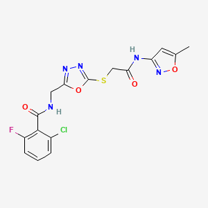 2-chloro-6-fluoro-N-((5-((2-((5-methylisoxazol-3-yl)amino)-2-oxoethyl)thio)-1,3,4-oxadiazol-2-yl)methyl)benzamide