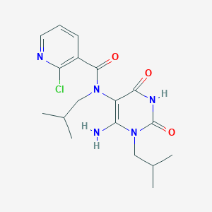 molecular formula C18H24ClN5O3 B2893006 N-[6-amino-1-(2-methylpropyl)-2,4-dioxo-1,2,3,4-tetrahydropyrimidin-5-yl]-2-chloro-N-(2-methylpropyl)pyridine-3-carboxamide CAS No. 1356657-71-0