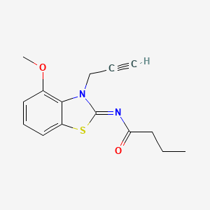 molecular formula C15H16N2O2S B2893013 N-[(2Z)-4-methoxy-3-(prop-2-yn-1-yl)-2,3-dihydro-1,3-benzothiazol-2-ylidene]butanamide CAS No. 868674-66-2