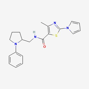4-methyl-N-((1-phenylpyrrolidin-2-yl)methyl)-2-(1H-pyrrol-1-yl)thiazole-5-carboxamide