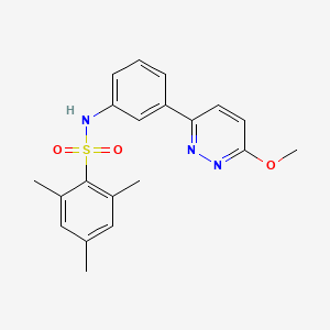 molecular formula C20H21N3O3S B2893028 N-[3-(6-methoxypyridazin-3-yl)phenyl]-2,4,6-trimethylbenzene-1-sulfonamide CAS No. 895804-04-3