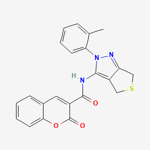 molecular formula C22H17N3O3S B2893053 N-[2-(2-methylphenyl)-2H,4H,6H-thieno[3,4-c]pyrazol-3-yl]-2-oxo-2H-chromene-3-carboxamide CAS No. 422534-03-0