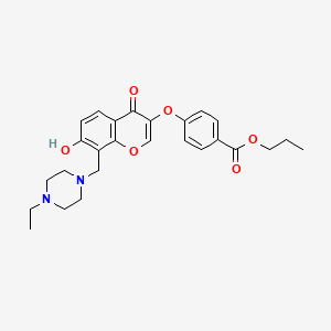 molecular formula C26H30N2O6 B2893063 propyl 4-({8-[(4-ethylpiperazin-1-yl)methyl]-7-hydroxy-4-oxo-4H-chromen-3-yl}oxy)benzoate CAS No. 845628-27-5