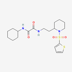 molecular formula C19H29N3O4S2 B2893068 N1-cyclohexyl-N2-(2-(1-(thiophen-2-ylsulfonyl)piperidin-2-yl)ethyl)oxalamide CAS No. 898451-12-2