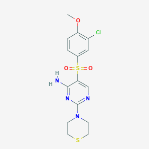B2893104 5-((3-Chloro-4-methoxyphenyl)sulfonyl)-2-thiomorpholinopyrimidin-4-amine CAS No. 1251606-83-3