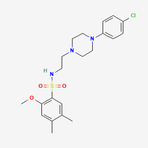 molecular formula C21H28ClN3O3S B2893110 N-(2-(4-(4-chlorophenyl)piperazin-1-yl)ethyl)-2-methoxy-4,5-dimethylbenzenesulfonamide CAS No. 1049366-66-6