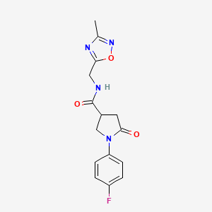 molecular formula C15H15FN4O3 B2893126 1-(4-fluorophenyl)-N-[(3-methyl-1,2,4-oxadiazol-5-yl)methyl]-5-oxopyrrolidine-3-carboxamide CAS No. 1234795-26-6
