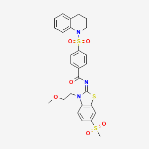 molecular formula C27H27N3O6S3 B2893135 N-[(2Z)-6-methanesulfonyl-3-(2-methoxyethyl)-2,3-dihydro-1,3-benzothiazol-2-ylidene]-4-(1,2,3,4-tetrahydroquinoline-1-sulfonyl)benzamide CAS No. 864977-16-2