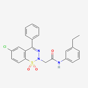 molecular formula C23H20ClN3O3S B2893168 2-(6-chloro-1,1-dioxido-4-phenyl-2H-1,2,3-benzothiadiazin-2-yl)-N-(3-ethylphenyl)acetamide CAS No. 1031574-92-1