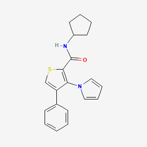 molecular formula C20H20N2OS B2893170 N-cyclopentyl-4-phenyl-3-(1H-pyrrol-1-yl)thiophene-2-carboxamide CAS No. 1207016-63-4