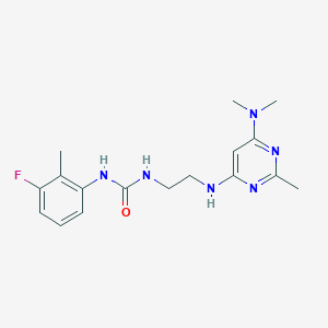 molecular formula C17H23FN6O B2893176 1-(2-((6-(Dimethylamino)-2-methylpyrimidin-4-yl)amino)ethyl)-3-(3-fluoro-2-methylphenyl)urea CAS No. 1206985-08-1