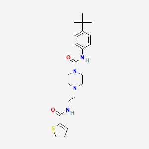 molecular formula C22H30N4O2S B2893227 N-(4-(tert-butyl)phenyl)-4-(2-(thiophene-2-carboxamido)ethyl)piperazine-1-carboxamide CAS No. 1226427-82-2