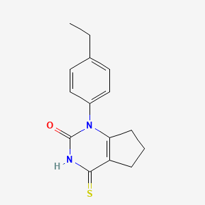 molecular formula C15H16N2OS B2893229 1-(4-ethylphenyl)-4-sulfanylidene-1H,2H,3H,4H,5H,6H,7H-cyclopenta[d]pyrimidin-2-one CAS No. 919220-99-8