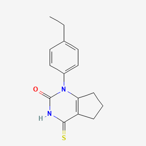 molecular formula C15H16N2OS B2893229 1-(4-ethylphenyl)-4-thioxo-3,4,6,7-tetrahydro-1H-cyclopenta[d]pyrimidin-2(5H)-one CAS No. 919220-99-8