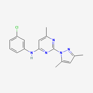 molecular formula C16H16ClN5 B2893239 N-(3-chlorophenyl)-2-(3,5-dimethylpyrazol-1-yl)-6-methyl-pyrimidin-4-amine CAS No. 1019106-82-1