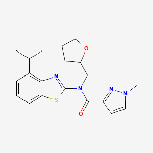 molecular formula C20H24N4O2S B2893240 1-methyl-N-[(oxolan-2-yl)methyl]-N-[4-(propan-2-yl)-1,3-benzothiazol-2-yl]-1H-pyrazole-3-carboxamide CAS No. 1171694-65-7