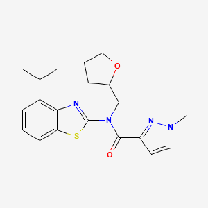 molecular formula C20H24N4O2S B2893240 N-(4-isopropylbenzo[d]thiazol-2-yl)-1-methyl-N-((tetrahydrofuran-2-yl)methyl)-1H-pyrazole-3-carboxamide CAS No. 1171694-65-7