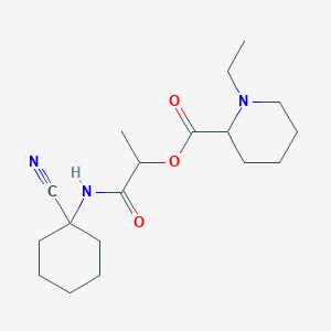 molecular formula C18H29N3O3 B2893242 1-[(1-Cyanocyclohexyl)carbamoyl]ethyl 1-ethylpiperidine-2-carboxylate CAS No. 1356612-38-8