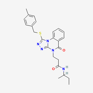 molecular formula C24H27N5O2S B2893254 N-(butan-2-yl)-3-(1-{[(4-methylphenyl)methyl]sulfanyl}-5-oxo-4H,5H-[1,2,4]triazolo[4,3-a]quinazolin-4-yl)propanamide CAS No. 1112308-68-5