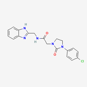 molecular formula C19H18ClN5O2 B2893315 N-((1H-benzo[d]imidazol-2-yl)methyl)-2-(3-(4-chlorophenyl)-2-oxoimidazolidin-1-yl)acetamide CAS No. 1327298-22-5