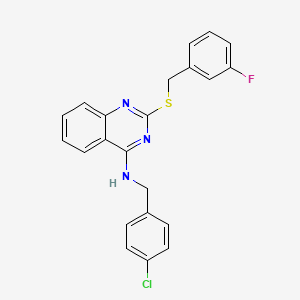 molecular formula C22H17ClFN3S B2893321 N-[(4-chlorophenyl)methyl]-2-{[(3-fluorophenyl)methyl]sulfanyl}quinazolin-4-amine CAS No. 688354-63-4