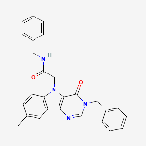 molecular formula C27H24N4O2 B2893340 N-benzyl-2-(3-benzyl-8-methyl-4-oxo-3H-pyrimido[5,4-b]indol-5(4H)-yl)acetamide CAS No. 1189674-58-5