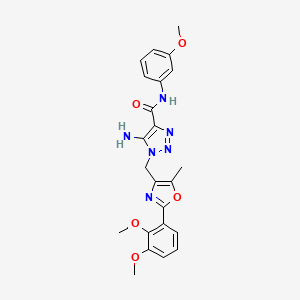 molecular formula C23H24N6O5 B2893356 5-amino-1-{[2-(2,3-dimethoxyphenyl)-5-methyl-1,3-oxazol-4-yl]methyl}-N-(3-methoxyphenyl)-1H-1,2,3-triazole-4-carboxamide CAS No. 1112371-19-3