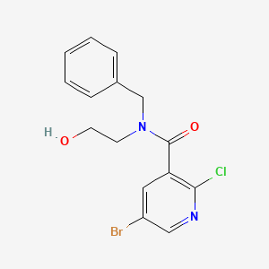 molecular formula C15H14BrClN2O2 B2893371 N-benzyl-5-bromo-2-chloro-N-(2-hydroxyethyl)pyridine-3-carboxamide CAS No. 1424435-37-9