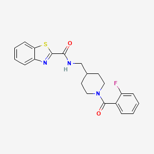 molecular formula C21H20FN3O2S B2893379 N-((1-(2-fluorobenzoyl)piperidin-4-yl)methyl)benzo[d]thiazole-2-carboxamide CAS No. 1235011-27-4