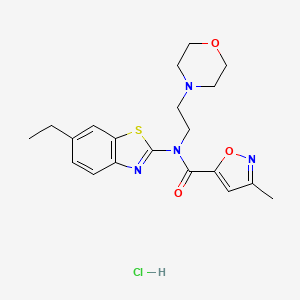 molecular formula C20H25ClN4O3S B2893398 N-(6-ETHYL-1,3-BENZOTHIAZOL-2-YL)-3-METHYL-N-[2-(MORPHOLIN-4-YL)ETHYL]-1,2-OXAZOLE-5-CARBOXAMIDE HYDROCHLORIDE CAS No. 1331210-60-6