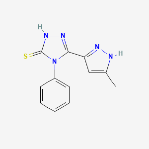 molecular formula C12H11N5S B2893404 5-(5-methyl-1H-pyrazol-3-yl)-4-phenyl-4H-1,2,4-triazole-3-thiol CAS No. 1022902-08-4