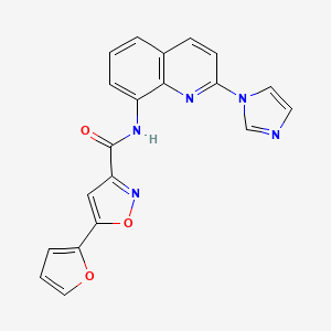 molecular formula C20H13N5O3 B2893415 N-(2-(1H-imidazol-1-yl)quinolin-8-yl)-5-(furan-2-yl)isoxazole-3-carboxamide CAS No. 1226439-17-3