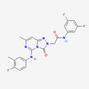 molecular formula C21H17F3N6O2 B2893434 N-(3,5-difluorophenyl)-2-{5-[(4-fluoro-3-methylphenyl)amino]-7-methyl-3-oxo-2H,3H-[1,2,4]triazolo[4,3-c]pyrimidin-2-yl}acetamide CAS No. 1251609-07-0