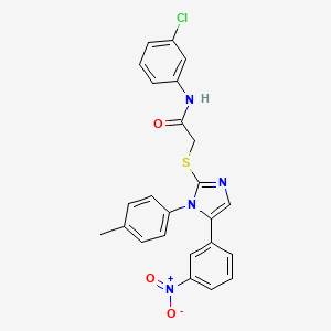 B2893440 N-(3-chlorophenyl)-2-((5-(3-nitrophenyl)-1-(p-tolyl)-1H-imidazol-2-yl)thio)acetamide CAS No. 1234856-37-1