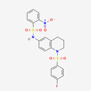 molecular formula C21H18FN3O6S2 B2893488 N-(1-((4-fluorophenyl)sulfonyl)-1,2,3,4-tetrahydroquinolin-6-yl)-2-nitrobenzenesulfonamide CAS No. 941949-71-9