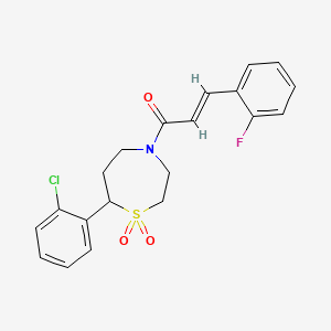 molecular formula C20H19ClFNO3S B2893489 (E)-1-(7-(2-chlorophenyl)-1,1-dioxido-1,4-thiazepan-4-yl)-3-(2-fluorophenyl)prop-2-en-1-one CAS No. 2034997-71-0