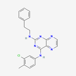 molecular formula C21H19ClN6 B2893500 N4-(3-CHLORO-4-METHYLPHENYL)-N2-(2-PHENYLETHYL)PTERIDINE-2,4-DIAMINE CAS No. 946290-80-8