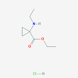 molecular formula C8H16ClNO2 B2893504 Ethyl 1-(ethylamino)cyclopropane-1-carboxylate hydrochloride CAS No. 2137819-52-2