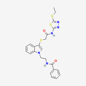 molecular formula C23H23N5O2S3 B2893540 N-(2-{3-[({[5-(ethylsulfanyl)-1,3,4-thiadiazol-2-yl]carbamoyl}methyl)sulfanyl]-1H-indol-1-yl}ethyl)benzamide CAS No. 532969-85-0