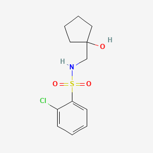molecular formula C12H16ClNO3S B2893554 2-chloro-N-((1-hydroxycyclopentyl)methyl)benzenesulfonamide CAS No. 1215588-22-9