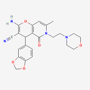 2-amino-4-(1,3-benzodioxol-5-yl)-7-methyl-6-[2-(morpholin-4-yl)ethyl]-5-oxo-5,6-dihydro-4H-pyrano[3,2-c]pyridine-3-carbonitrile